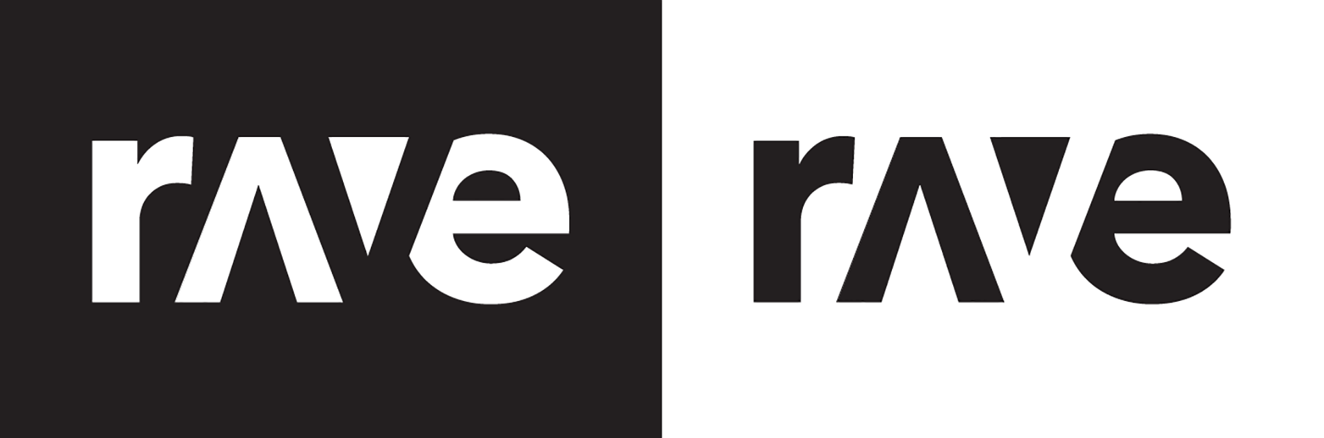 Rave logo in white and black
